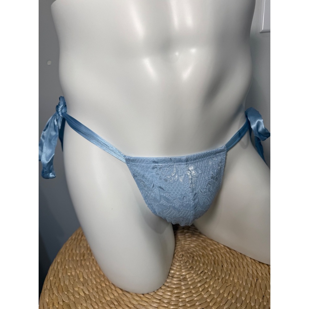 Cosabella Never Say Never Men's Italian Thong Aasmani Blue Silk Ties S NWT - Picture 6 of 16